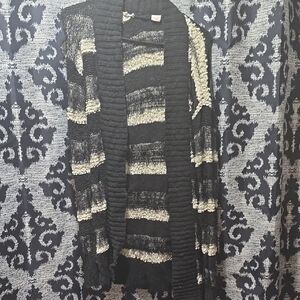 Striped Black and Cream Women's Sweater
